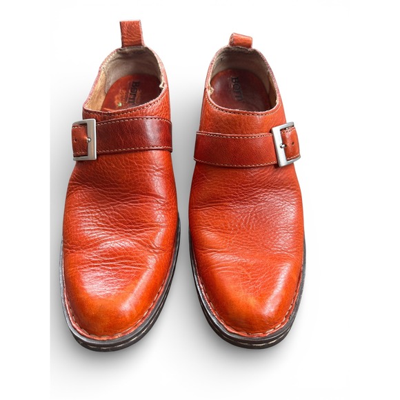 Born Monk Strap Loafers Men 10 Orange Good Leather Buckle W8737 H5 Clogs